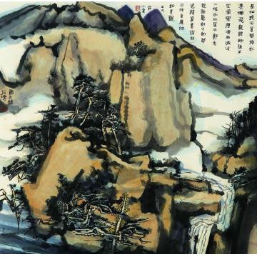 庄小尖国画山水长松苍壁字画之家