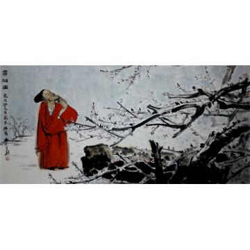 闫畅青国画人物寻梅图字画之家