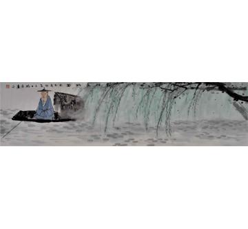 闫畅青国画人物春江垂钓图字画之家