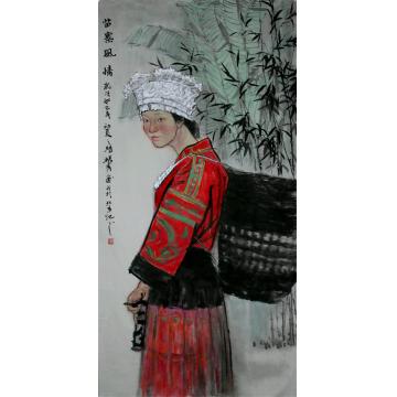 闫畅青国画人物苗寨风情字画之家