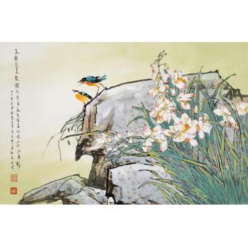 石君国画花鸟色轻花更艳字画之家