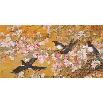石君国画花鸟喜上枝头字画之家