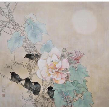 石君国画花鸟晓月字画之家
