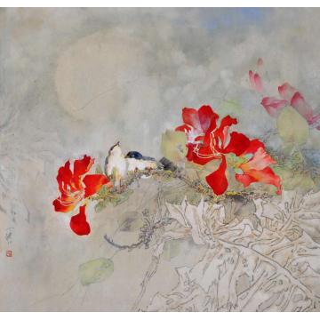 石君国画花鸟月晓风清字画之家