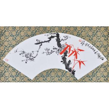 余险峰国画花鸟梅竹扇面字画之家