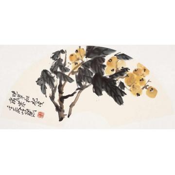 朱卫新国画花鸟晚翠枇杷凌岁寒字画之家