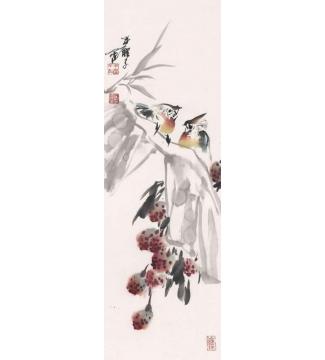 宋展生国画花鸟蕉叶绣翎字画之家