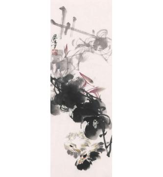 宋展生国画花鸟清塘双鸭字画之家