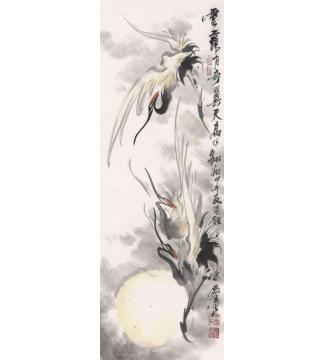 宋展生国画花鸟月圆人寿字画之家