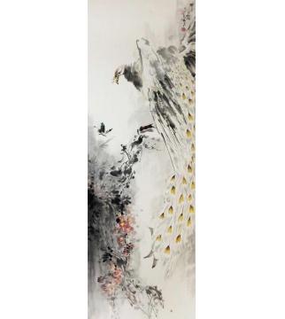宋展生国画花鸟紫藤孔雀字画之家