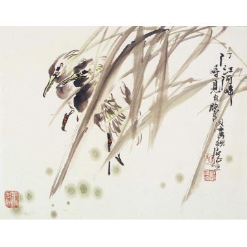 宋展生国画花鸟汀江河畔时见白鹭字画之家