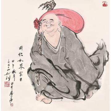 秦华国画人物荷担如来家业字画之家