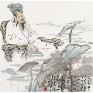 张达平国画人物放生鱼鳖逐人来字画之家