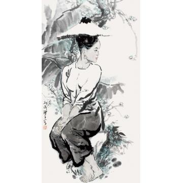 张达平国画人物细雨如酥字画之家