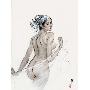 张达平国画人物轻纱字画之家