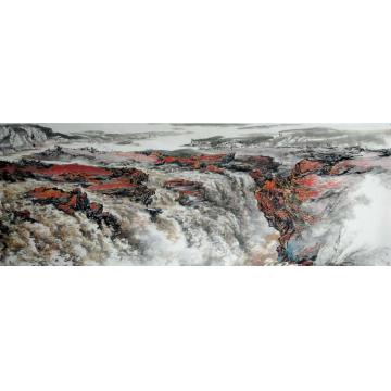 解安宁国画山水大河奔腾之一字画之家