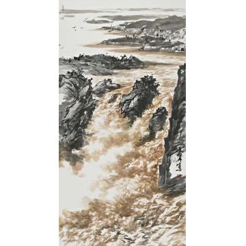 解安宁国画山水大河奔腾之三字画之家