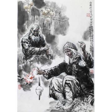 冯运榆国画人物线锤纺纱字画之家