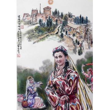 冯运榆国画人物达坂城的姑娘1字画之家