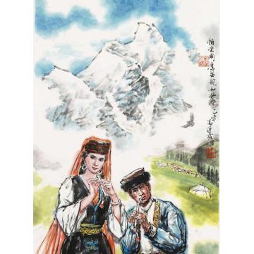 冯运榆国画人物鹰笛字画之家