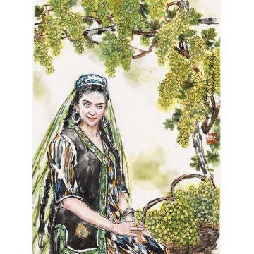 冯运榆国画人物情依吐鲁番字画之家