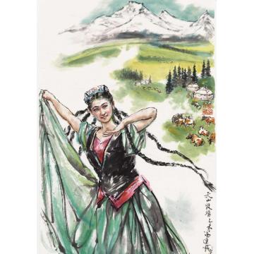 冯运榆国画人物天山牧场字画之家