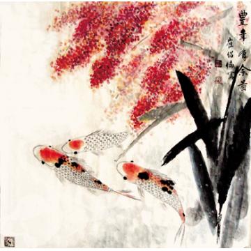 崔绍伦国画花鸟丰年有余图字画之家