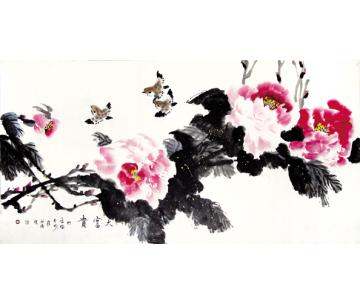 崔绍伦国画花鸟大富贵字画之家