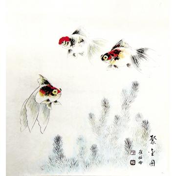 崔绍伦国画花鸟聚金图字画之家