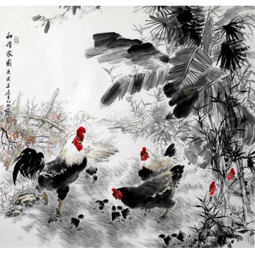 杨建臣国画花鸟和谐家园字画之家