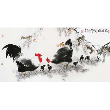 杨建臣国画花鸟花荫晨曲字画之家