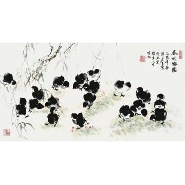 杨建臣国画花鸟春的乐园字画之家