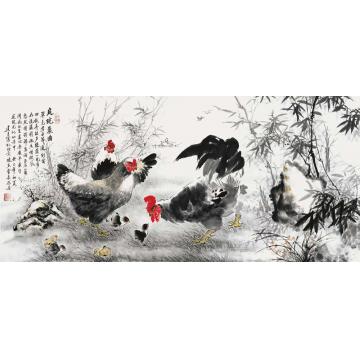 杨建臣国画花鸟庭院晨曲字画之家