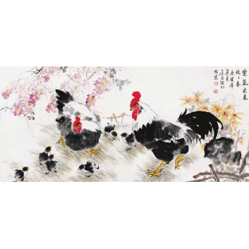 杨建臣国画花鸟紫气东来处处春字画之家