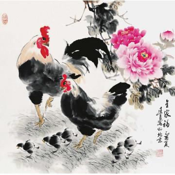 杨建臣国画花鸟全家福字画之家