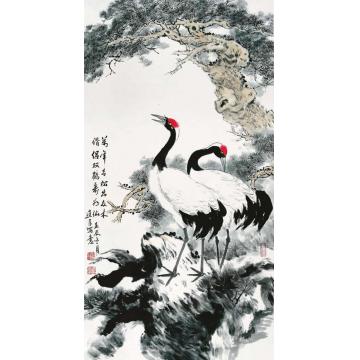 杨建臣国画花鸟青松双鹤字画之家