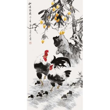 杨建臣国画花鸟和谐家园图字画之家