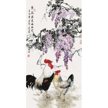 杨建臣国画花鸟紫气东来福临门字画之家