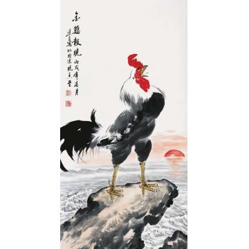 杨建臣国画花鸟金鸡报晓字画之家