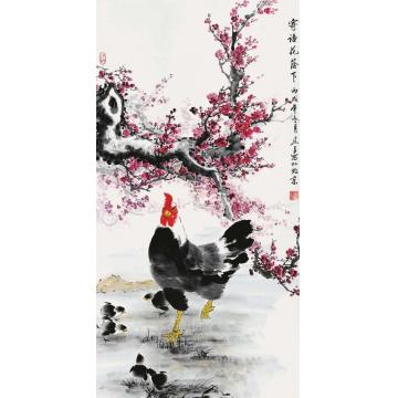 杨建臣国画花鸟寄语花荫下字画之家