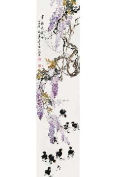 杨建臣国画花鸟寄语花荫下字画之家