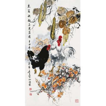 杨建臣国画花鸟东篱秋韵金果满园字画之家