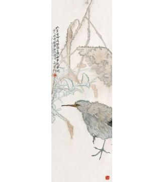 王奇寅国画花鸟秋景有时飞独鸟字画之家