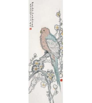 王奇寅国画花鸟弱柳千条杏一枝字画之家