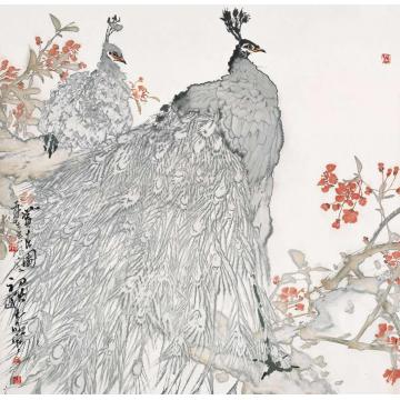 王奇寅国画花鸟赏春图字画之家