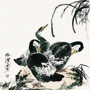 张晖国画花鸟藤花倒影试新妆字画之家