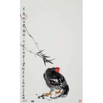 张晖国画花鸟不为风雨变鸡德字画之家