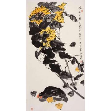 张晖国画花鸟风摇半榻葵阴凉字画之家