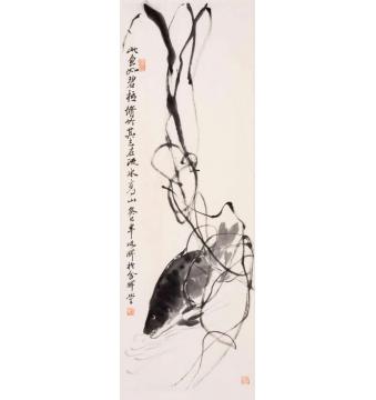 张晖国画花鸟此鱼如碧字画之家