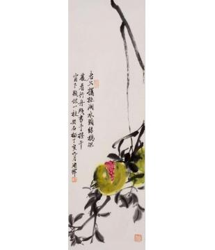 张晖国画花鸟一枝安石榴字画之家